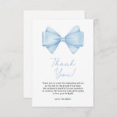 ブルーボウモダンボーイベビーシャワー サンキューカード (正面/裏面)