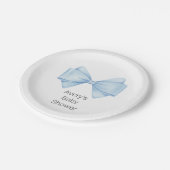 ブルーボウモダンボーイベビーシャワー ペーパープレート (アングル)