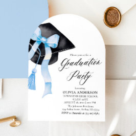 ブルーボウモダン卒業式キャップ卒業アーチ 招待状