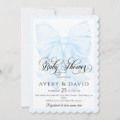 ブルーボウモダン男の赤ちゃんシャワー 招待状 (正面)