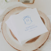 ブルーボウモノグラムクレストベビーシャワー スタンダードカクテルナプキン