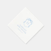 ブルーボウモノグラムクレストベビーシャワー スタンダードカクテルナプキン (角)