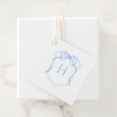 ブルーボウモノグラムクレストベビーシャワー フェイバータグ (インサイチュ)