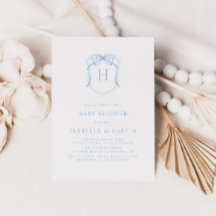 ブルーボウモノグラムクレストベビーシャワー