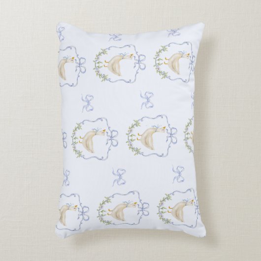 ブルーボウリトルガチョウお洒落クレスト男の赤ちゃん アクセントクッション (正面(垂直))