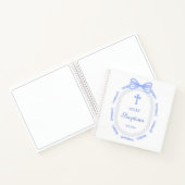 ブルーボウリボンフレームバプティスゲストブック ノートブック (内部)