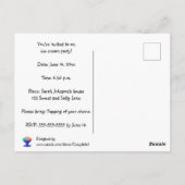 ブルーボウルにアイスクリームを入れたパーティの招待状はがき ポストカード (裏面)