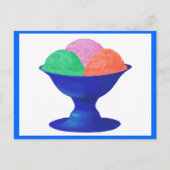 ブルーボウルにアイスクリームを入れたパーティの招待状はがき ポストカード (正面)