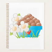 ブルーボウルに入った卵(花とハート) プランナー手帳 (正面)