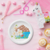 ブルーボウルに入った卵(花とハート) ペーパープレート (パーティー)