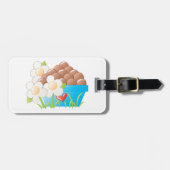 ブルーボウルに入った卵(花とハート) ラゲッジタグ (正面横)