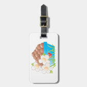 ブルーボウルに入った卵(花とハート) ラゲッジタグ (正面縦)