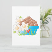 ブルーボウルに入った卵(花とハート) 招待状 (スタンド正面)