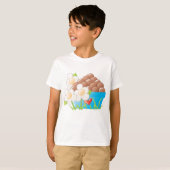 ブルーボウルに入った卵(花とハート) Tシャツ (正面フル)