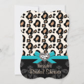 ブルーボウレオパードプリントフェイクブライダルシャワー 招待状 (裏面)