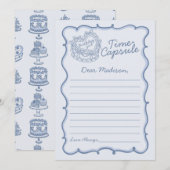 ブルーボウレトロコケットケーキタイムカプセルカード 招待状 (正面/裏面)