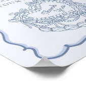 ブルーボウレトロハートコケットケーキウィズサイン ポスター (角)