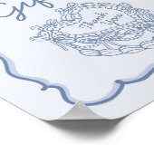 ブルーボウレトロハートコケットケーキカードとギフト ポスター (角)