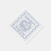 ブルーボウレトロハートコケットケーキバレンタイン スタンダードカクテルナプキン (角)