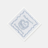 ブルーボウレトロハートコケットケーキ誕生日 スタンダードカクテルナプキン (角)