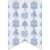 ブルーボウレトロハートコケットケーキ誕生日 バンティングフラッグ (第1の旗)