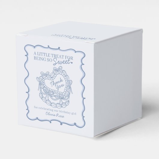 ブルーボウレトロハートコケットケーキ誕生日 フェイバーボックス (正面サイド)