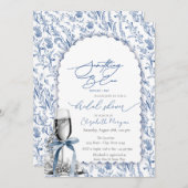 ブルーボウワイルドフラワーパールとプロセッコ 招待状 (正面/裏面)
