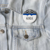 ブルーボウ付きダマスクメイド・オブ・オーナー（花嫁付き添い人）ボタン 缶バッジ (インサイチュ)