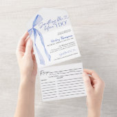 ブルーボウ何か青い前に私はブライダルシャワー オールインワン招待状 (貼ってはがせる)