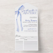 ブルーボウ何か青い前に私はブライダルシャワー オールインワン招待状 (内側)