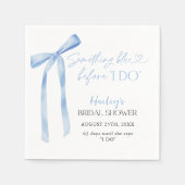 ブルーボウ何か青い前に私はブライダルシャワー スタンダードカクテルナプキン (正面)