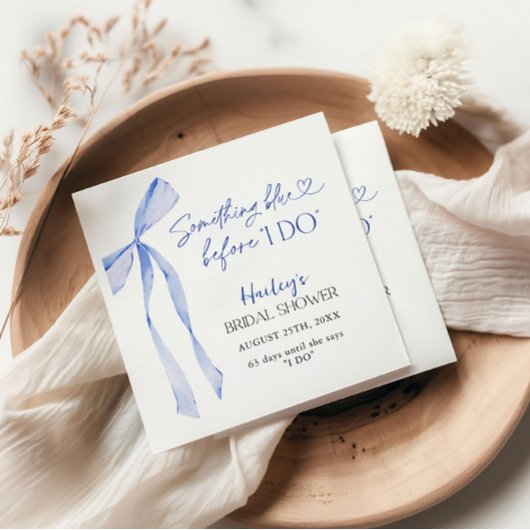 ブルーボウ何か青い前に私はブライダルシャワー スタンダードカクテルナプキン