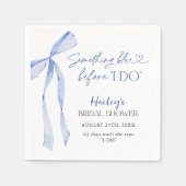 ブルーボウ何か青い前に私はブライダルシャワー スタンダードカクテルナプキン (正面)