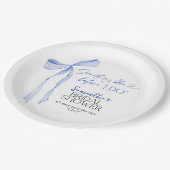 ブルーボウ何か青い前に私はブライダルシャワー ペーパープレート (アングル)