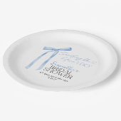 ブルーボウ何か青い前に私はブライダルシャワー ペーパープレート (アングル)