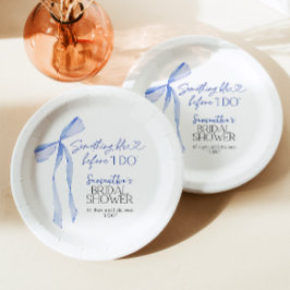 ブルーボウ何か青い前に私はブライダルシャワー ペーパープレート