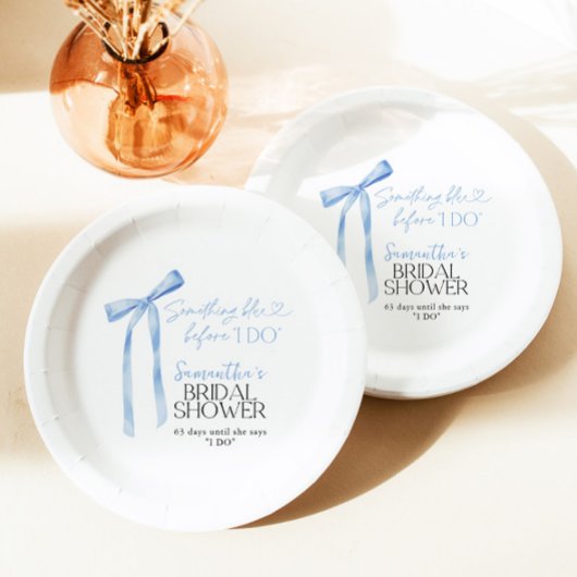 ブルーボウ何か青い前に私はブライダルシャワー ペーパープレート