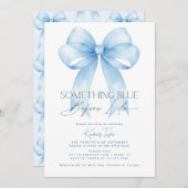 ブルーボウ何か青い前に私はブライダルシャワー 招待状 (正面/裏面)