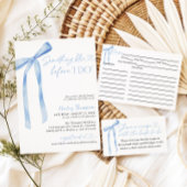 ブルーボウ何か青い前に私はブライダルシャワー 招待状