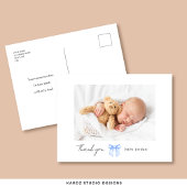 ブルーボウ写真モダン赤ちゃんシャワー ポストカード