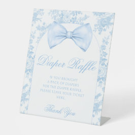 ブルーボウ名門私立校風のタイ男の赤ちゃんシャワーおむつラッフル 台座サイン