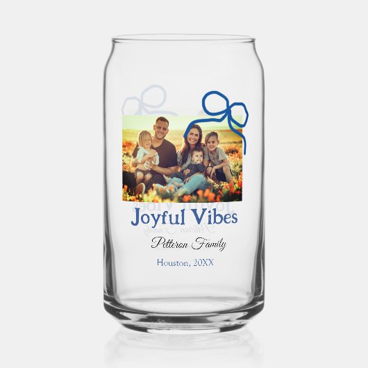 ブルーボウ喜ぶバイブ家族の名前を追加フォトキリスト ガラス缶 (正面)