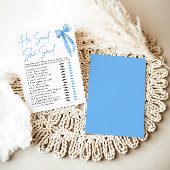 ブルーボウ彼は彼女はブライダルシャワーゲームを言った 招待状