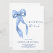 ブルーボウ彼らは結び目婚約パーティ 招待状 (正面/裏面)