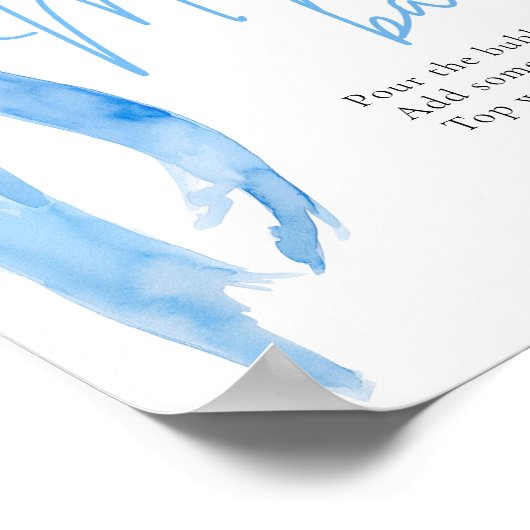 ブルーボウ彼女が結んでいる結び目ミモサバー標識 ポスター (角)