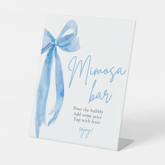 ブルーボウ彼女が結んでいる結び目ミモサバー標識 台座サイン (正面)