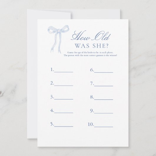 ブルーボウ彼女は推測していた古いブライダルゲーム 招待状 (正面)