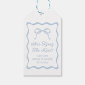 ブルーボウ彼女は結び目のブライダルシャワーの恩恵 ギフトタグ (正面)