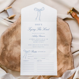 ブルーボウ彼女は結び目のブライダルシャワー オールインワン招待状