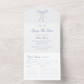 ブルーボウ彼女は結び目のブライダルシャワー オールインワン招待状 (内側)